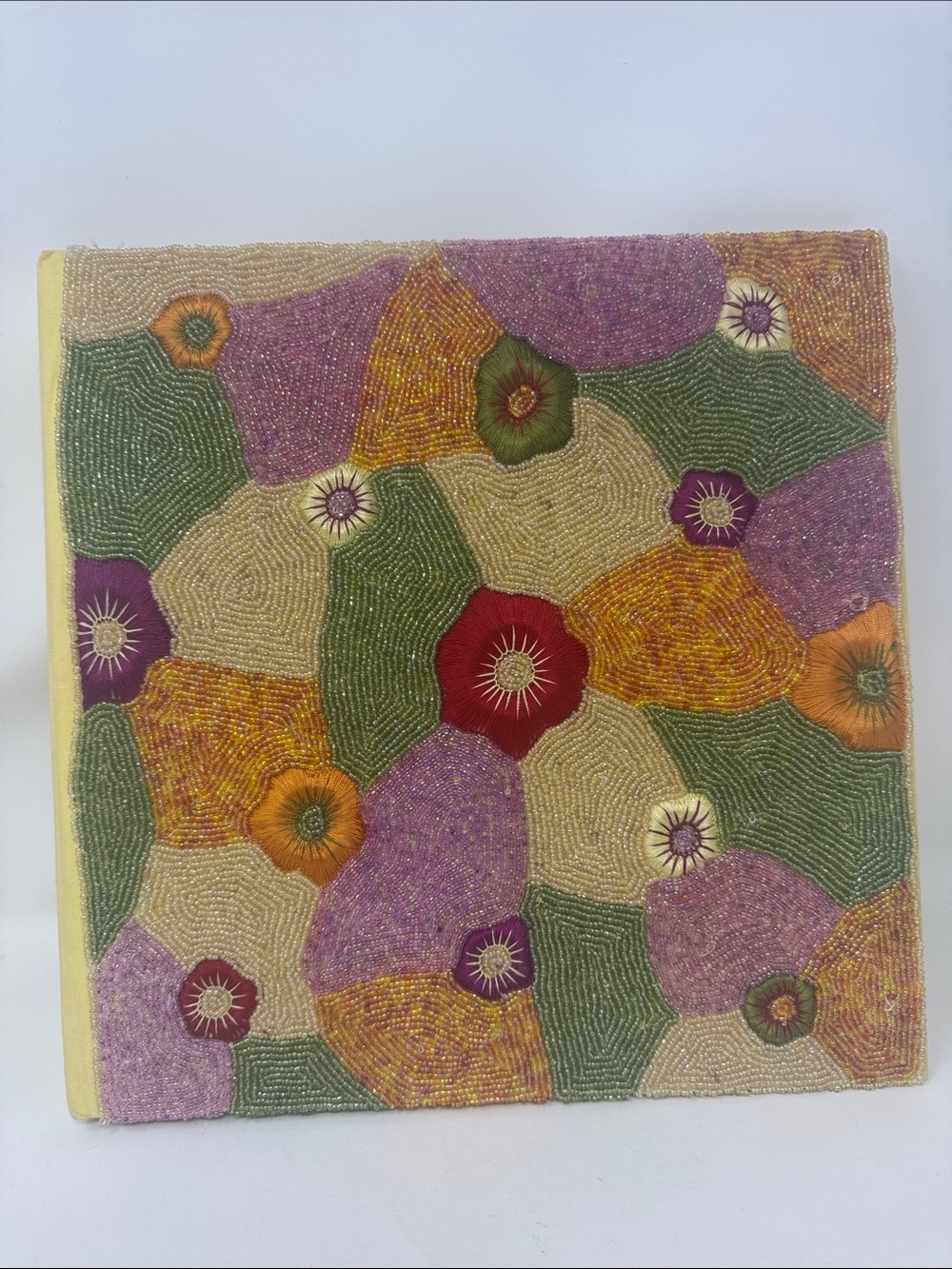 VINTAGE SCRAPBOOK BEADED EMBROIDERED COVER PICTURE ALBUM BOOK
